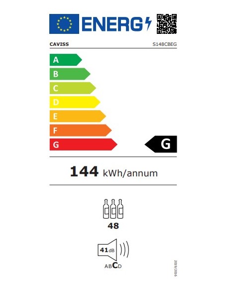 Cave à vin 48 bouteilles encastrable CAVISS - S148CBEG